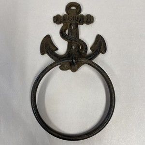 Nautical Cast Iron Anchor Towel Ring Holder Wall Decor